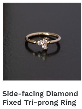 14k Yellow Gold Cluster Ring with 3 Diamonds 💎 Perfect for Helix 💎